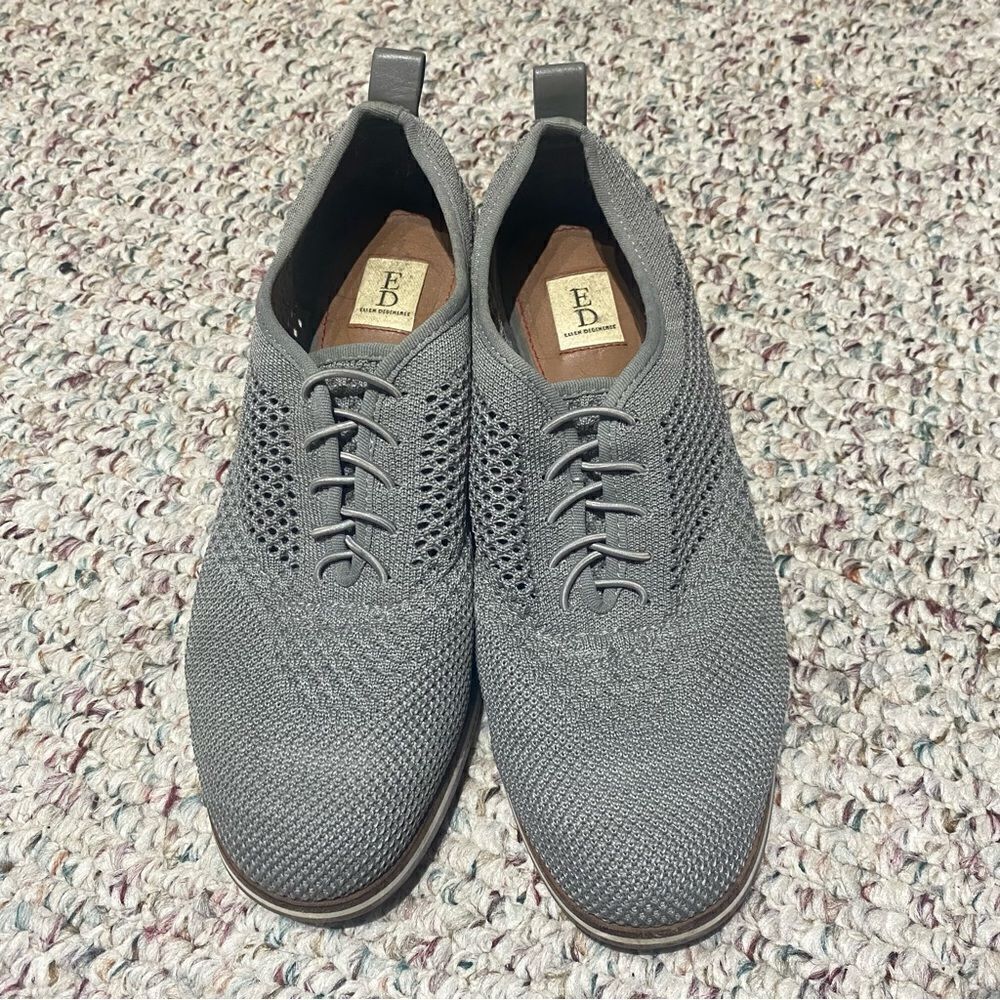 Women’s Grey Knit Comfort Oxford Shoes Size 7 Lightweight‎ Walking Casual